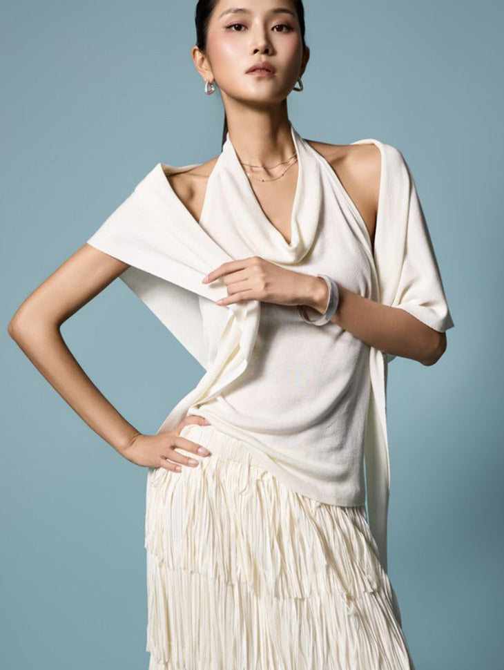 E4239 Halter Neck Draped Top
