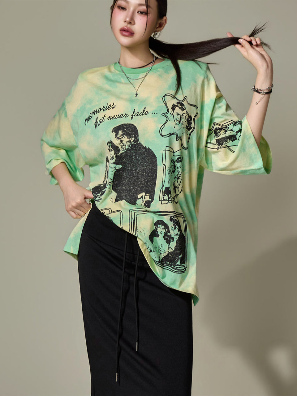 E4344 Printed Tie-Dye Top