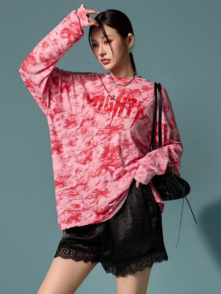 E4345 Tie-Dye Lettering Top