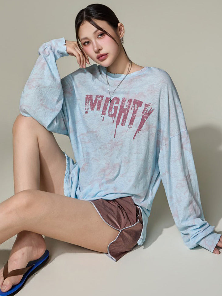 E4345 Tie-Dye Lettering Top