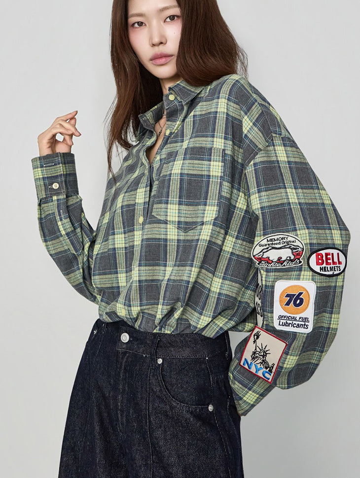 S912 Check Patch Shirts