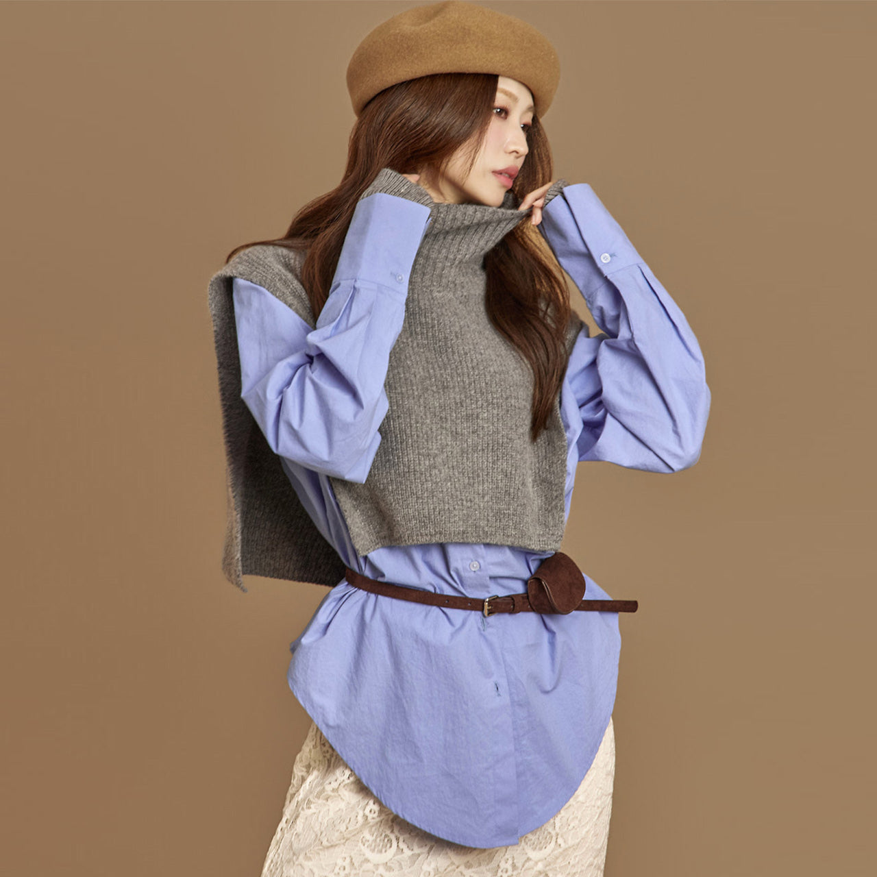 E2889 Turtleneck Knit Vest