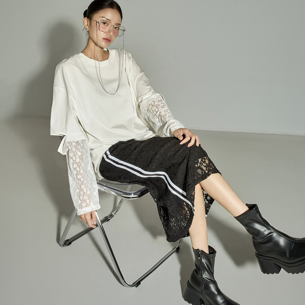 SK3054 Lace Contrast Skirt