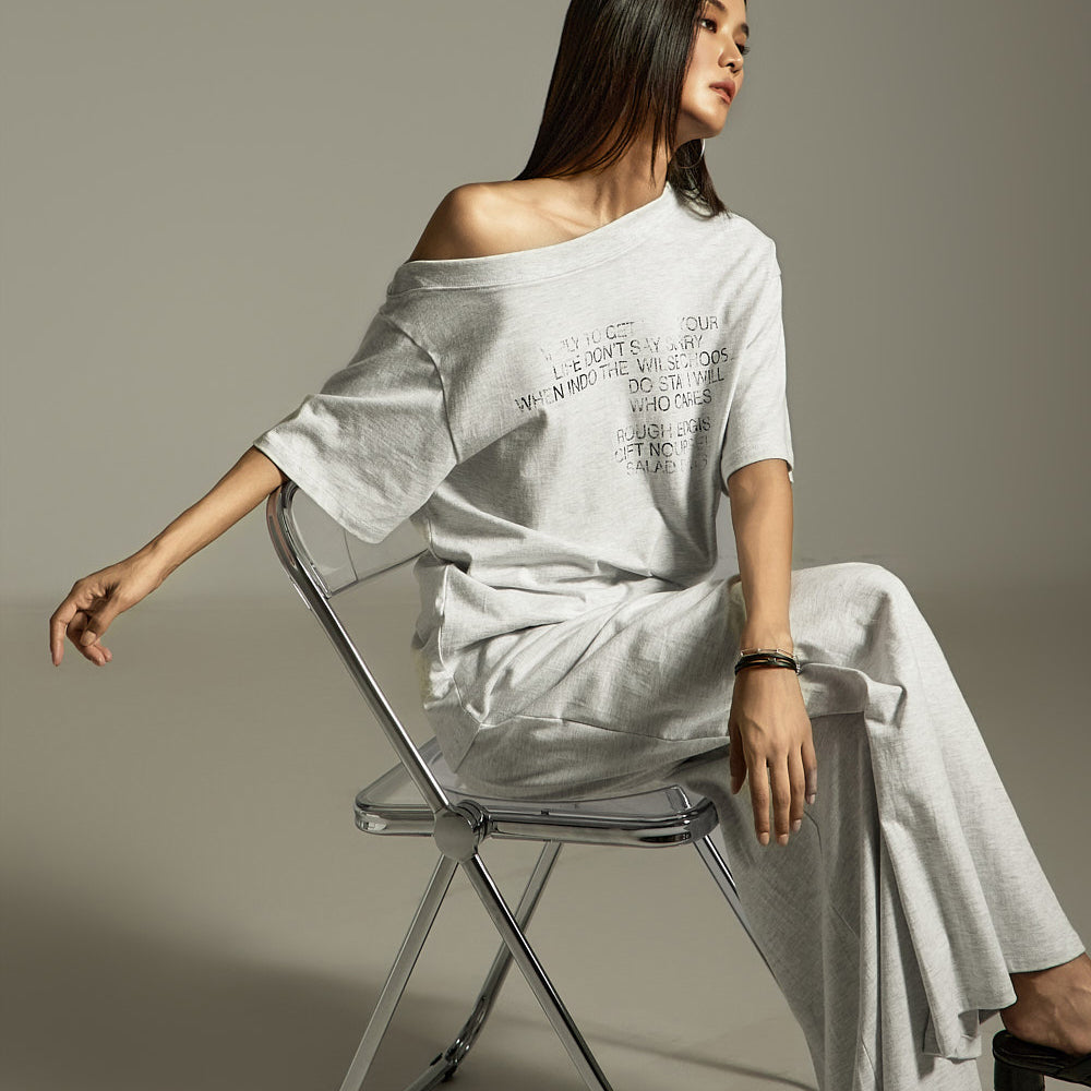 E3902 アンバランスオフショルダートップ