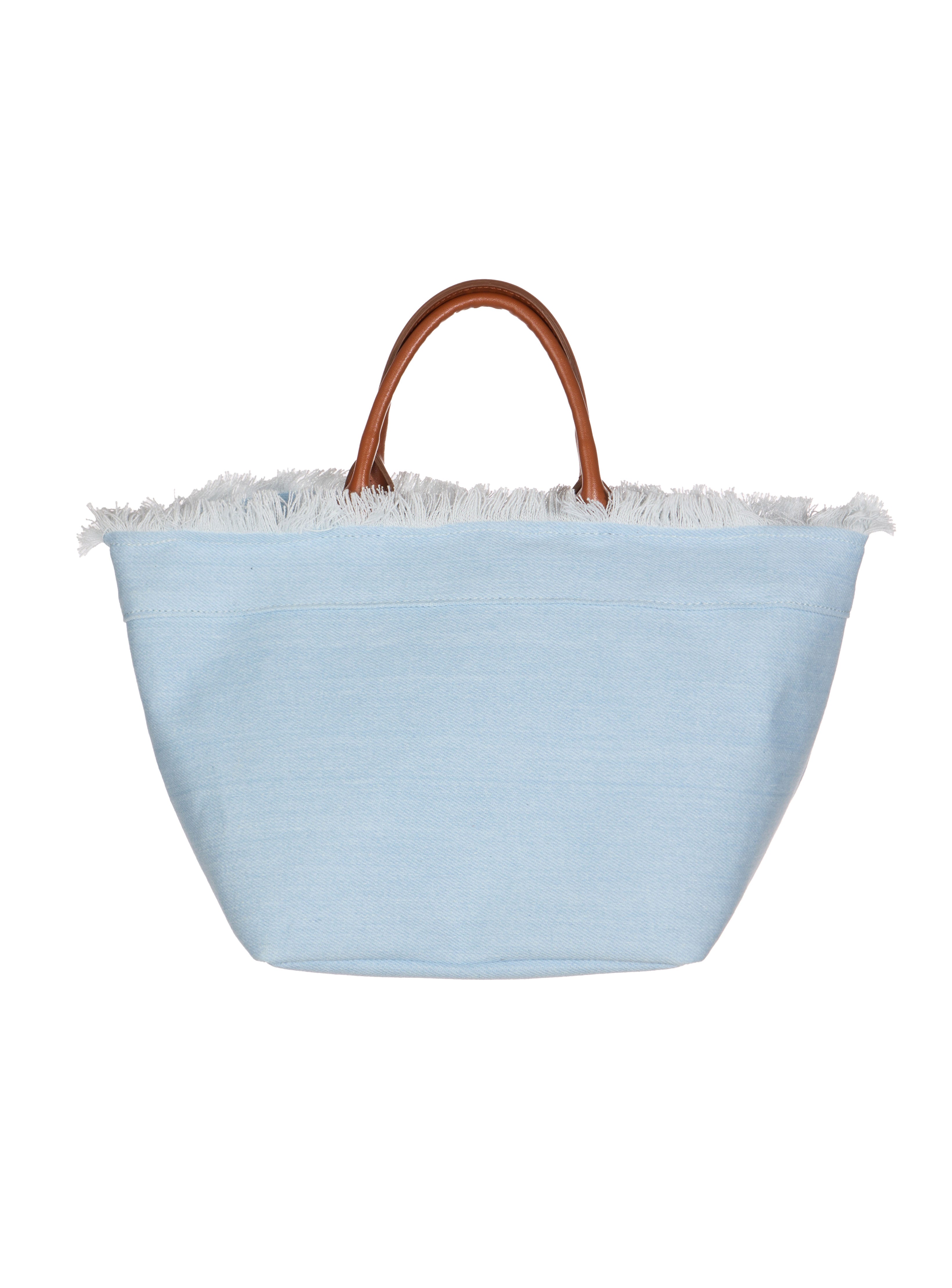 A-1710 Denim Fringe Tote Bag