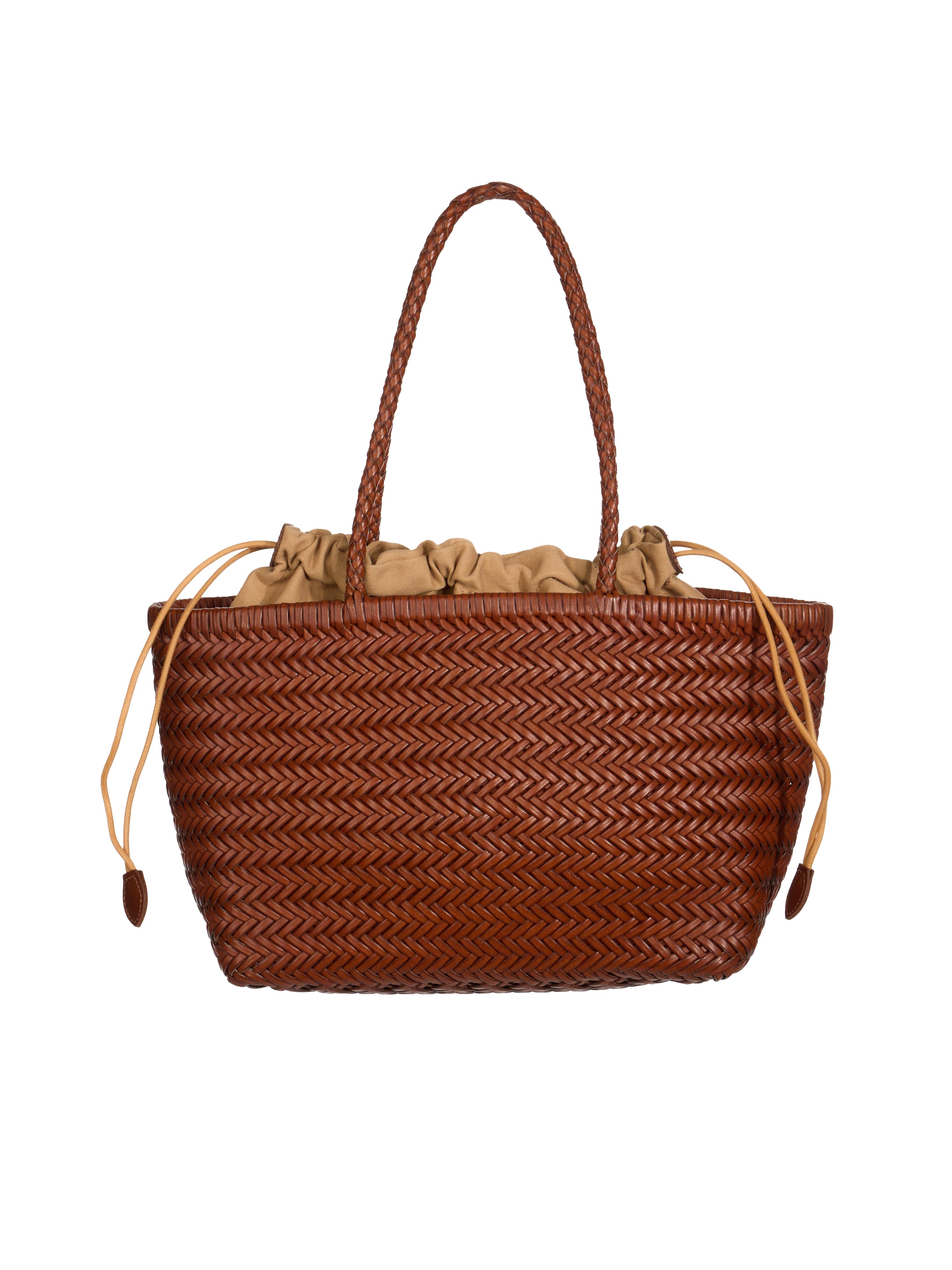 A-1713 Leather Rattan Tote Bag