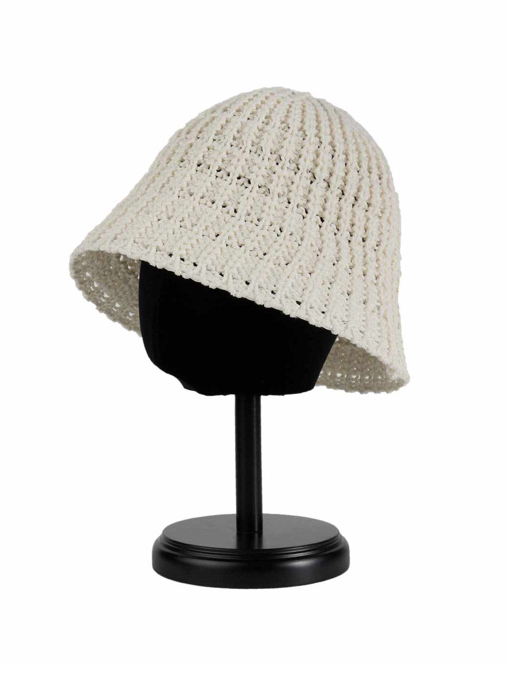 KNIT BUCKET HAT IN BLACK MIX LIGHT BROWN WOOL 431639