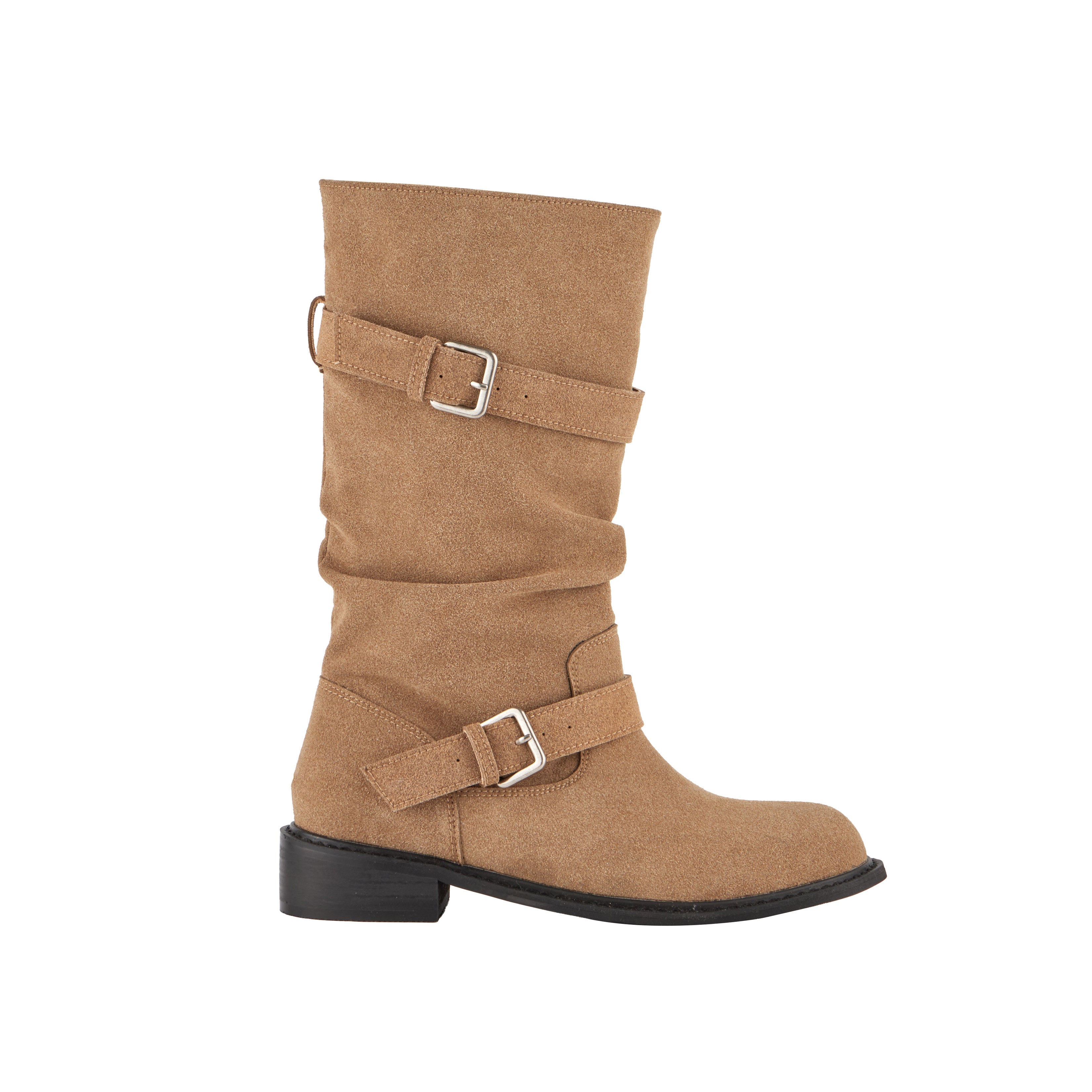 AR-3489 Suede Buckle Mid Boots