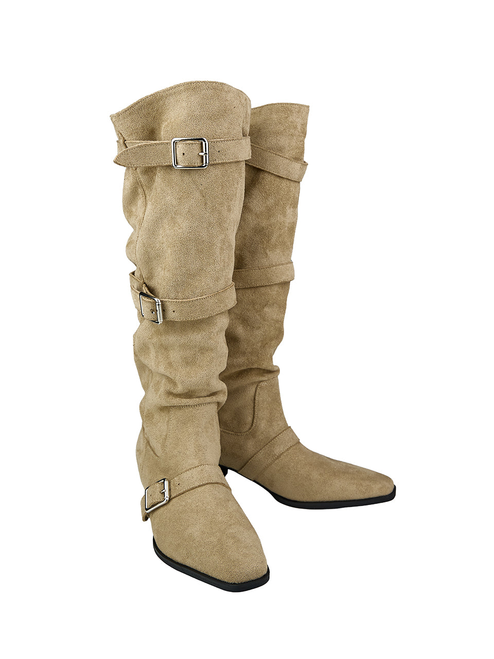 AR-3523 Suede Buckle Long Boots