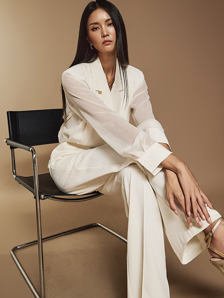 B3001 ピンタックラップブラウス