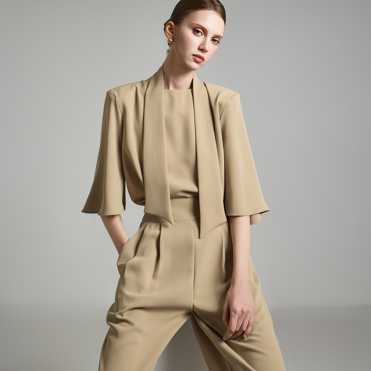 B3042 Blouse with Scarf