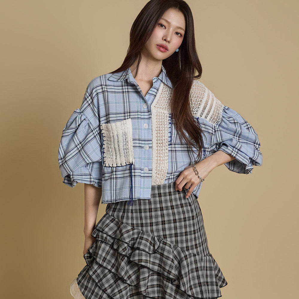 B3060 Checked Blouse