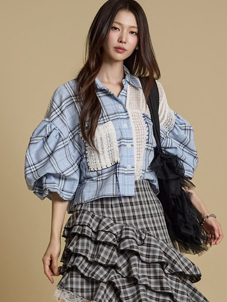 B3060 Checked Blouse
