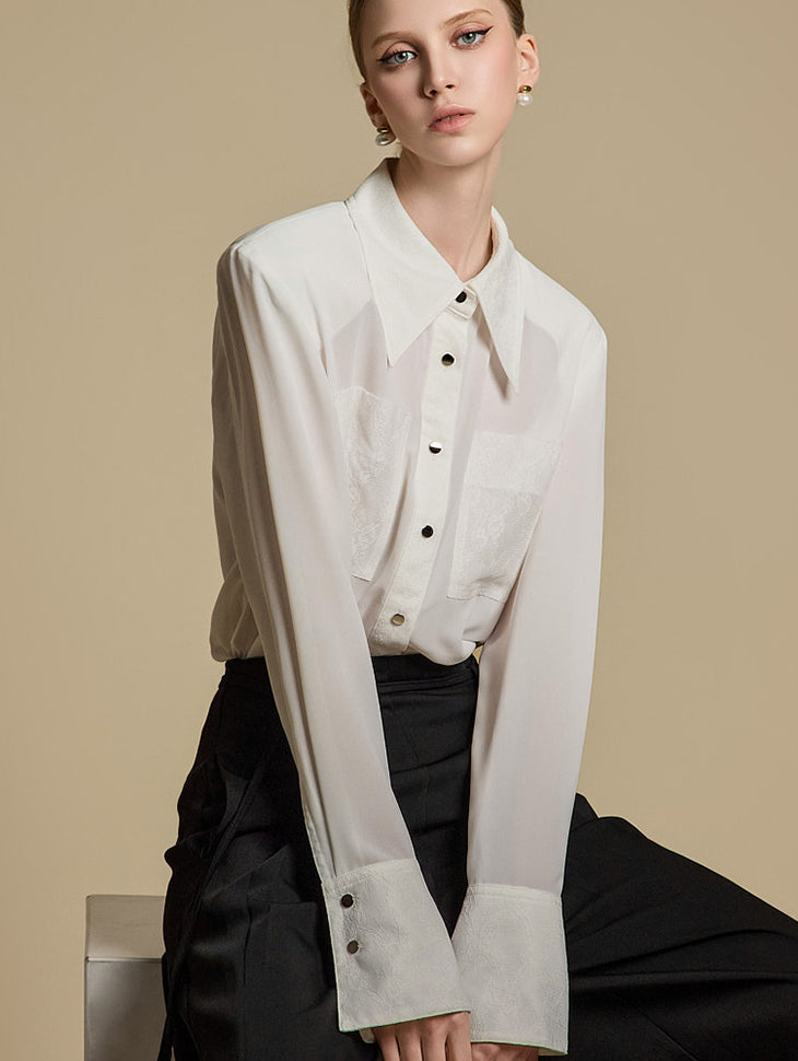 B3071 透明蕾丝衬衫