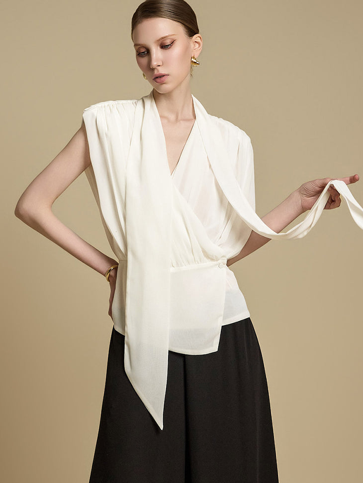 B3095 スカーフラップブラウス