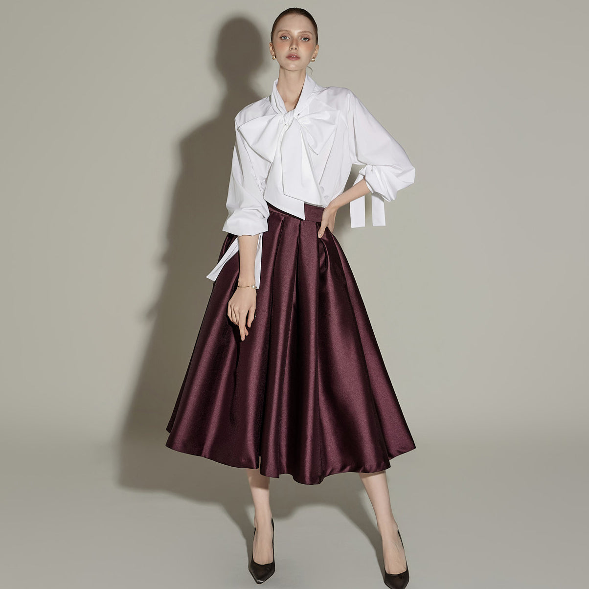 B3141 Blouse with Ribbon Tie