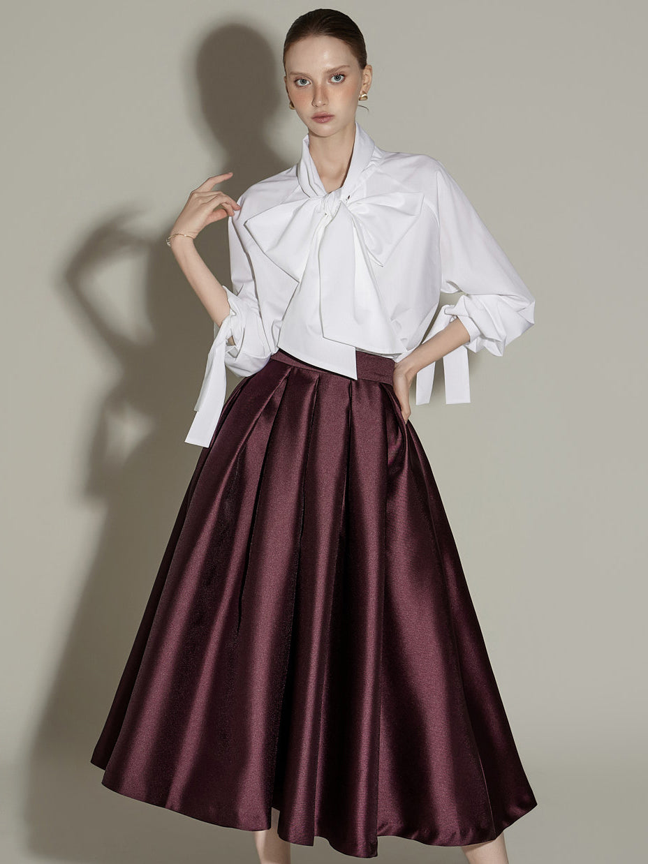 B3141 Blouse with Ribbon Tie