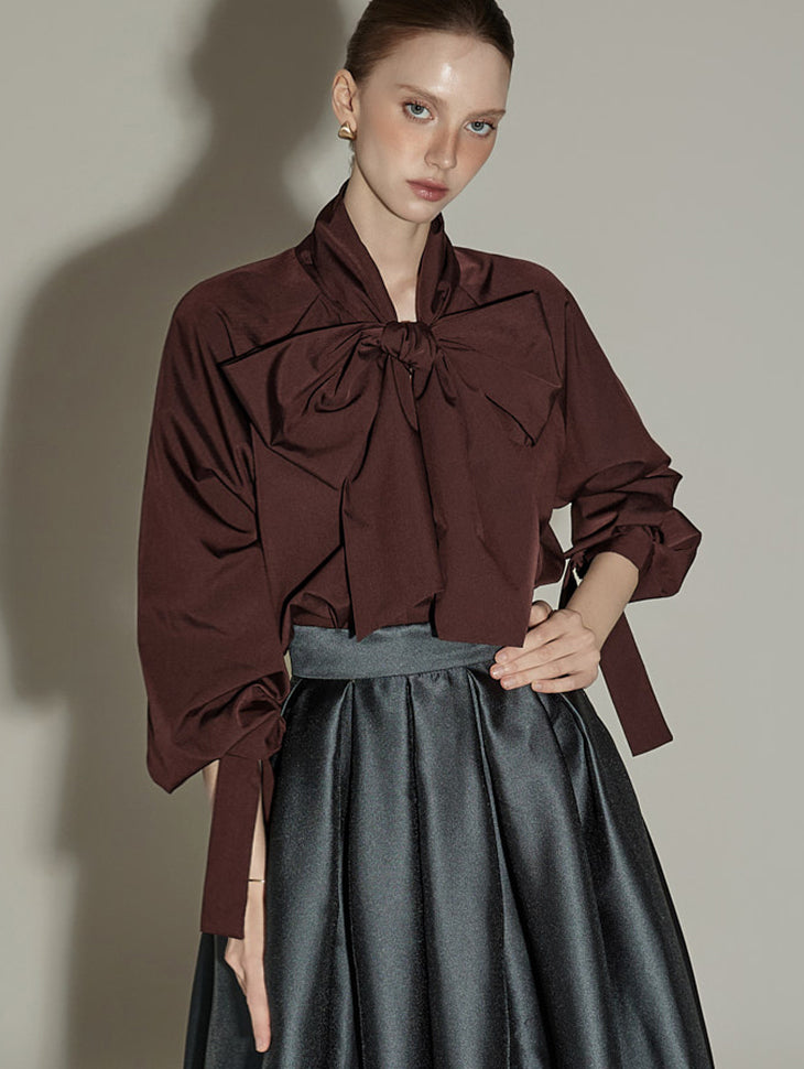 B3141 Blouse with Ribbon Tie