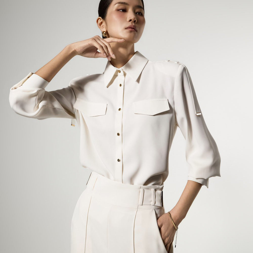 B3176 Flap Pocket Blouse