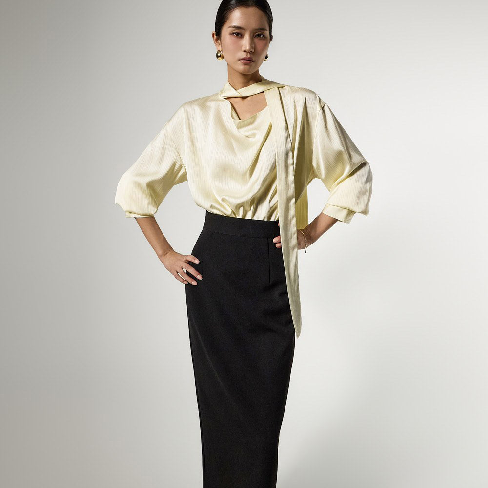 B3178 围脖系带衬衫