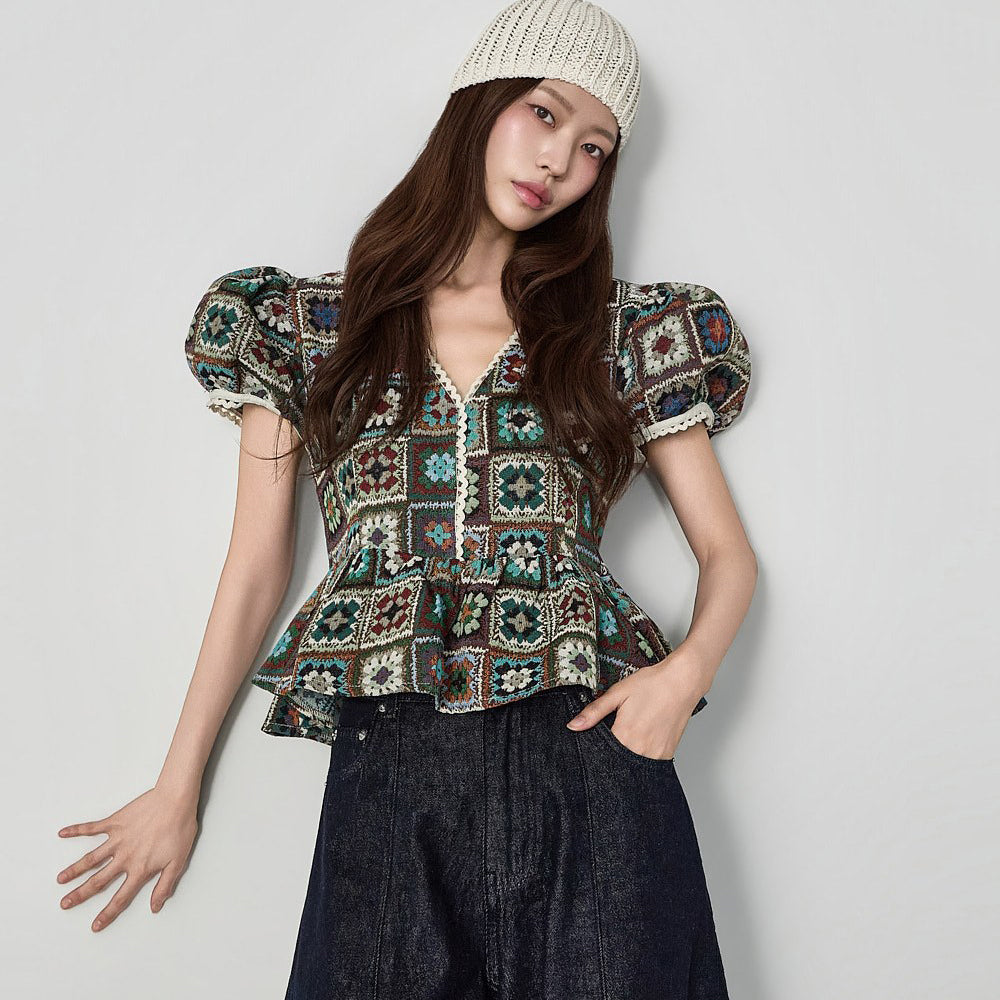 B3247 Ethnic Crochet Blouse