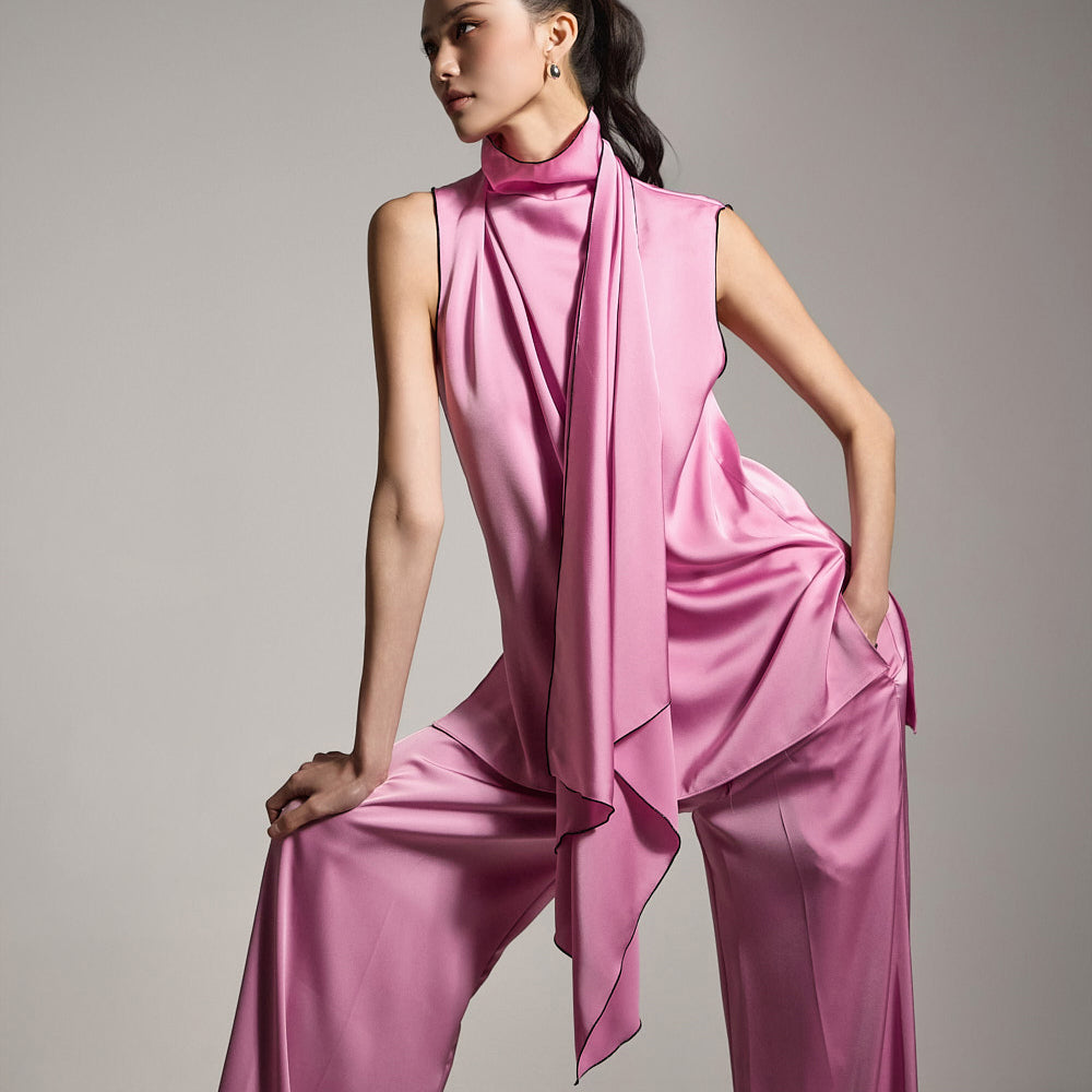 B9195 Satin Sleeveless Blouse