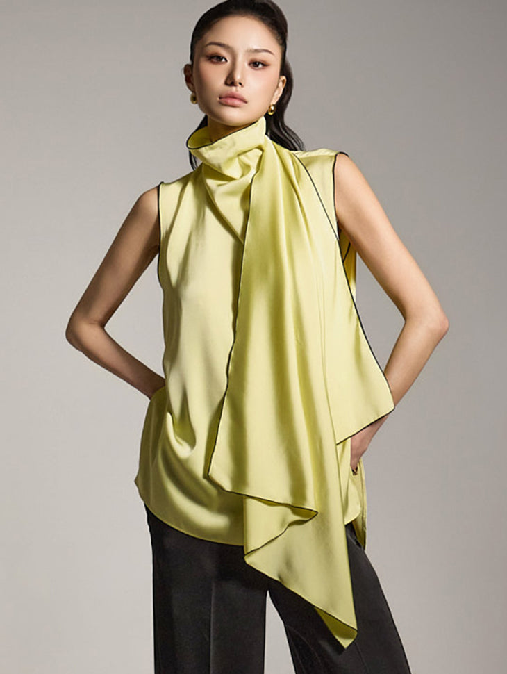 B9195 Satin Sleeveless Blouse
