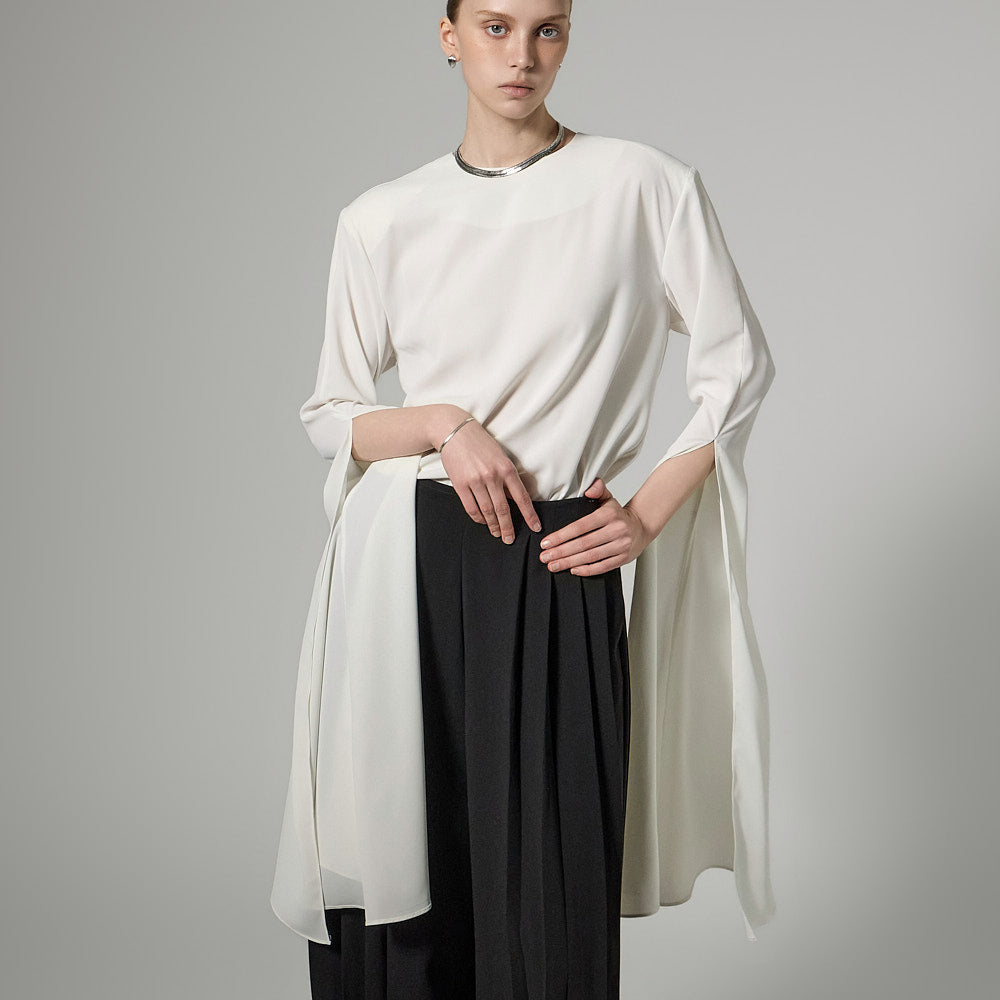 B9206 Long Slit Sleeve Blouse