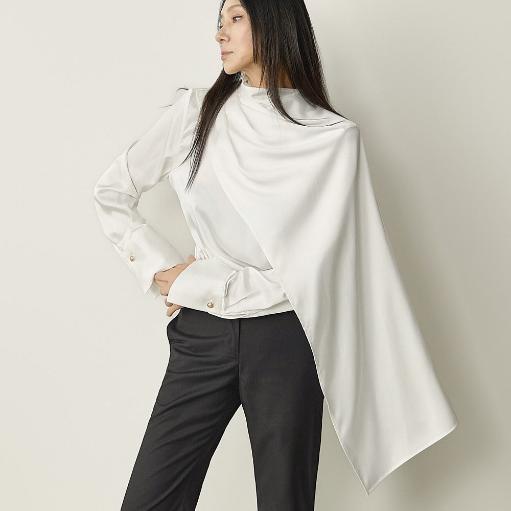 B9228 Cape Drap Blouse