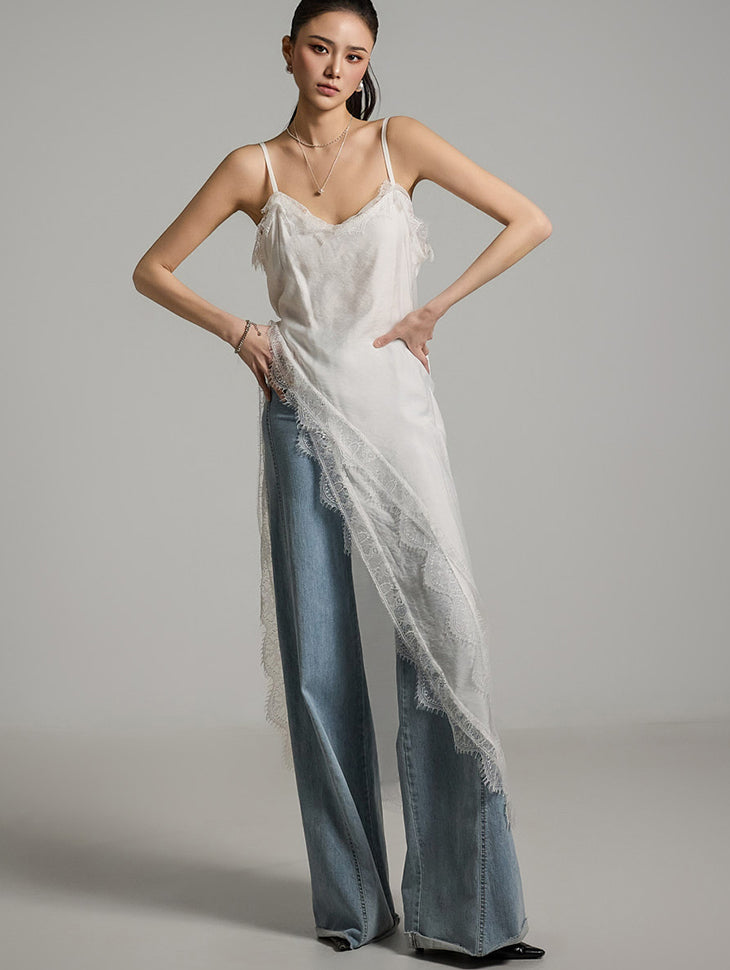 D5203 蕾丝不对称连衣裙