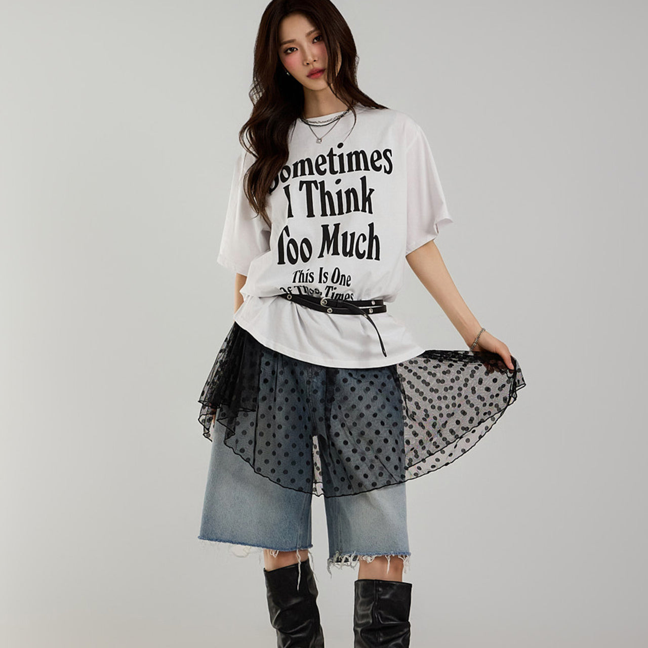 D5205 透视圆点图案连衣裙