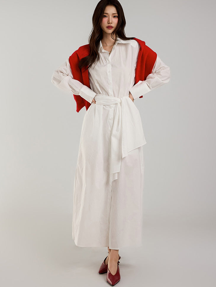 D5207 ストラップ付きシャツドレス