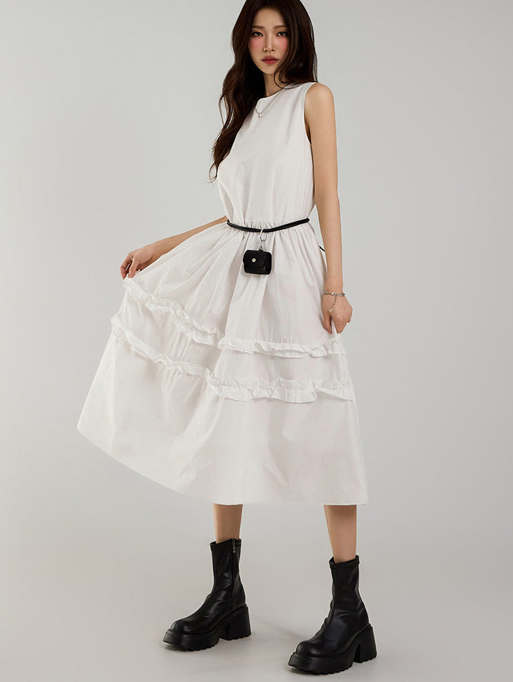 D5208 荷叶边分层连衣裙