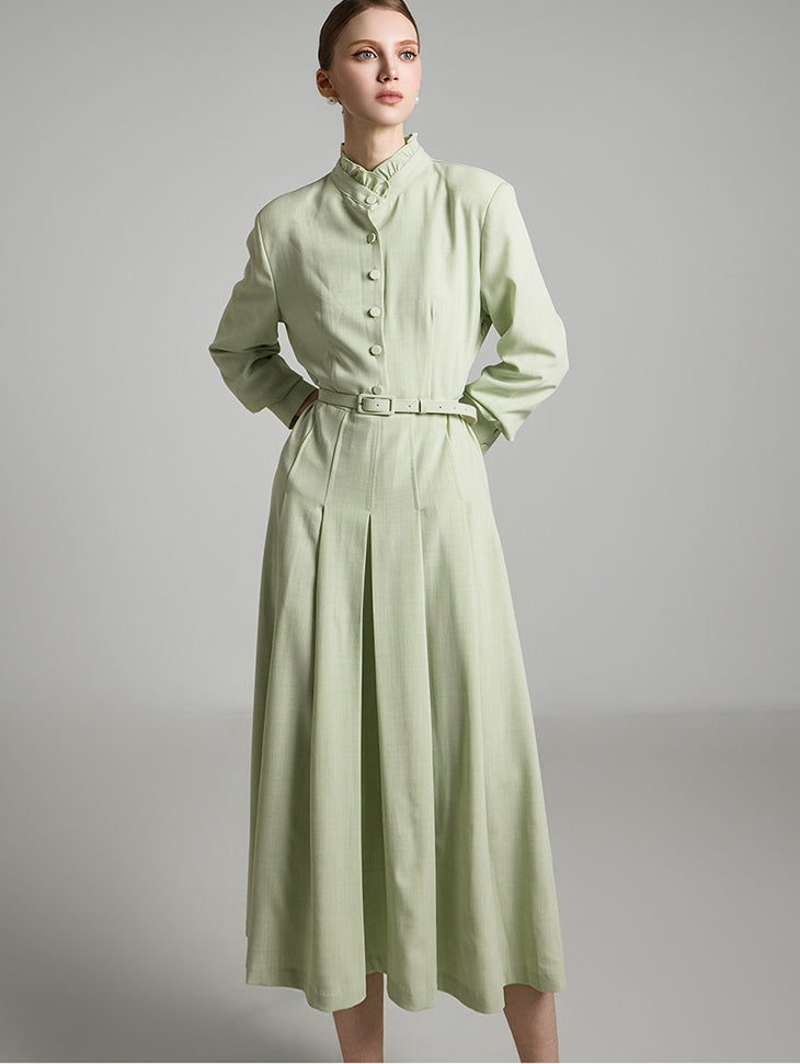 D5209 Pleated Dress with Belt