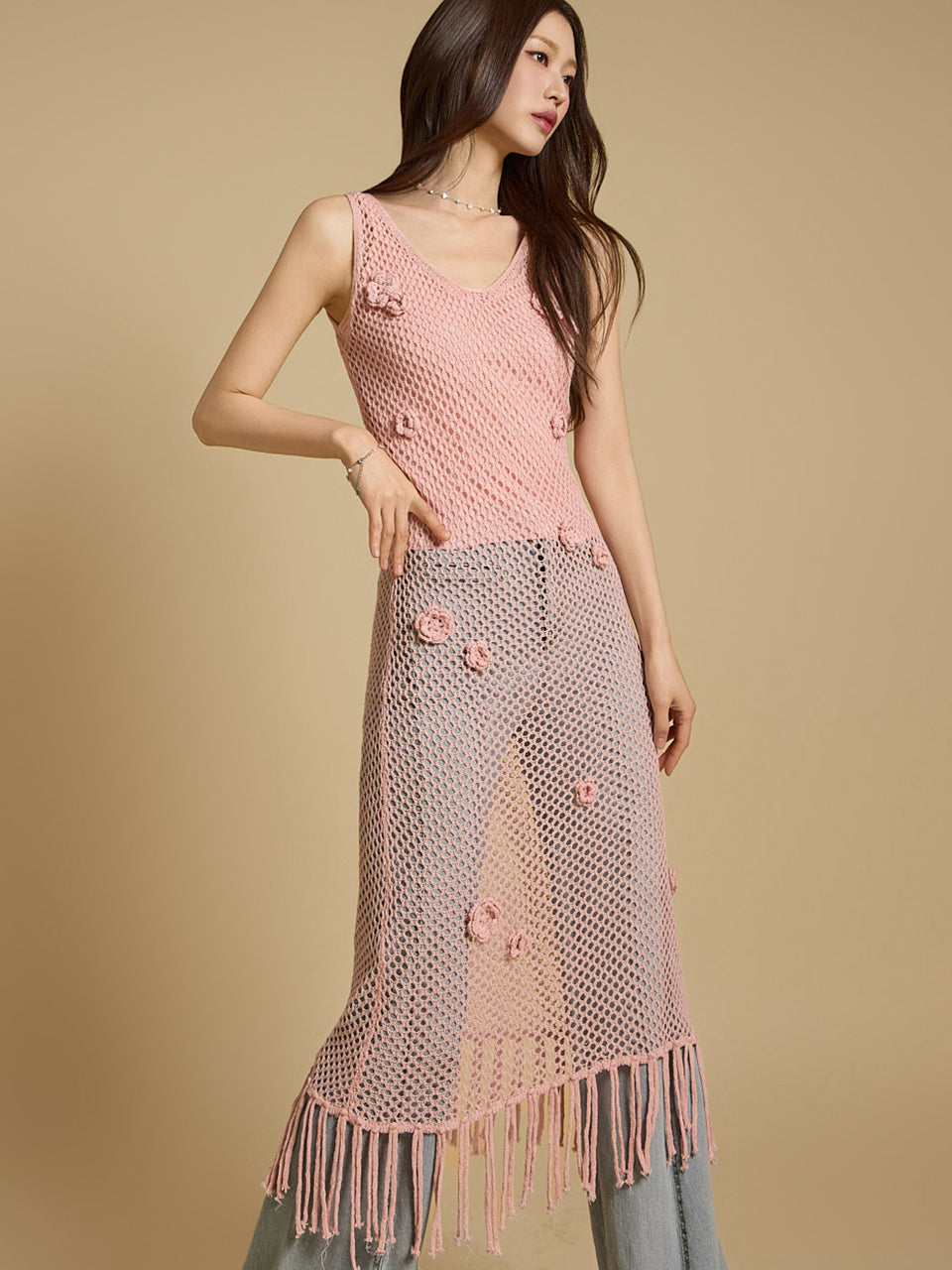 D5252 Net Flower Dress