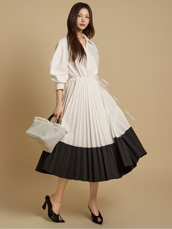 D5255 Wrapped Pleats Dress