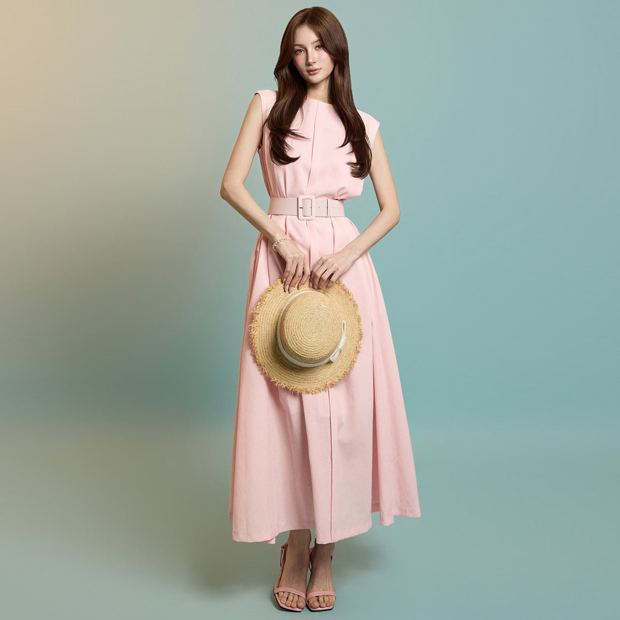 D5275 Sleeveless Dress with Belt