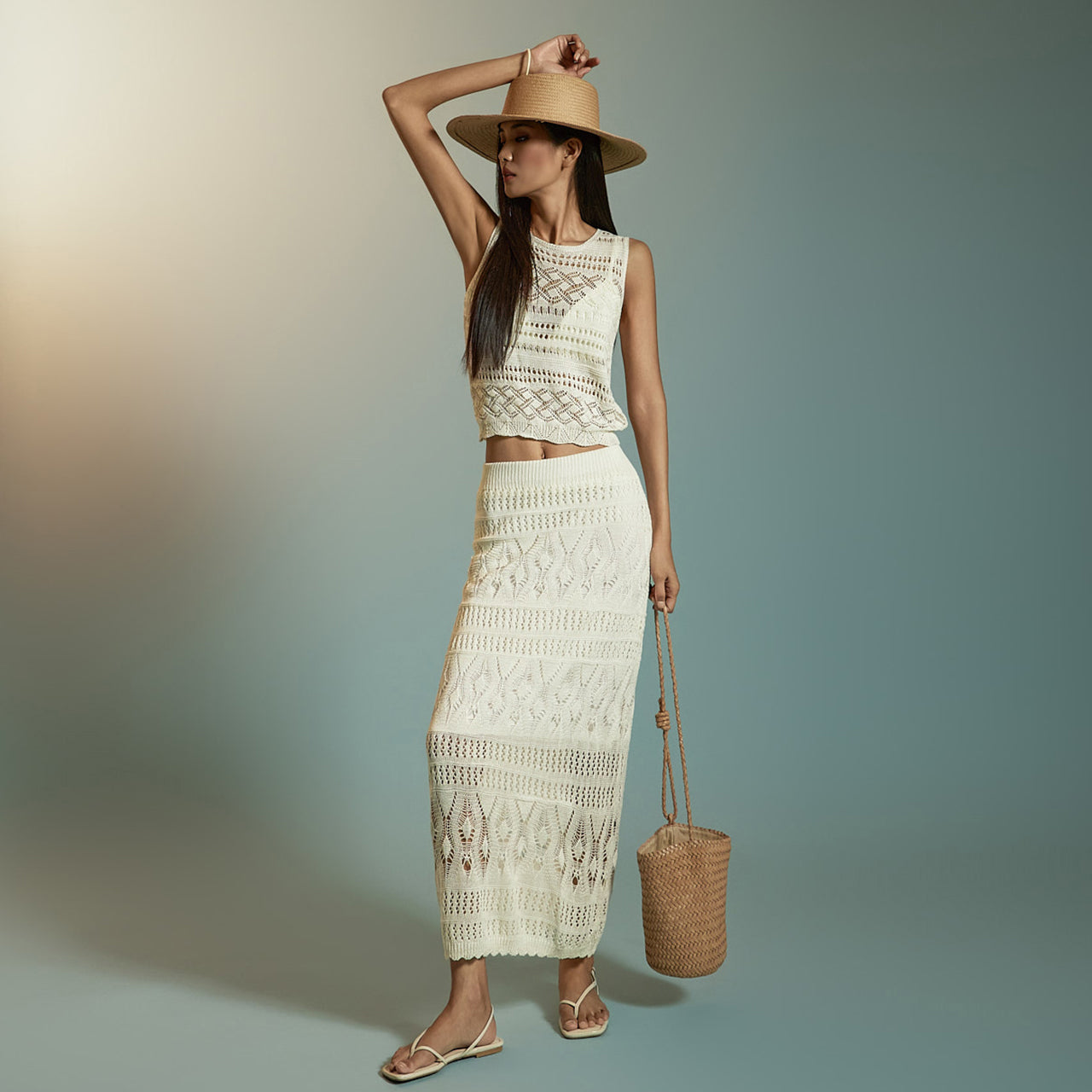 D5322 アイレットデザインニットツーピース