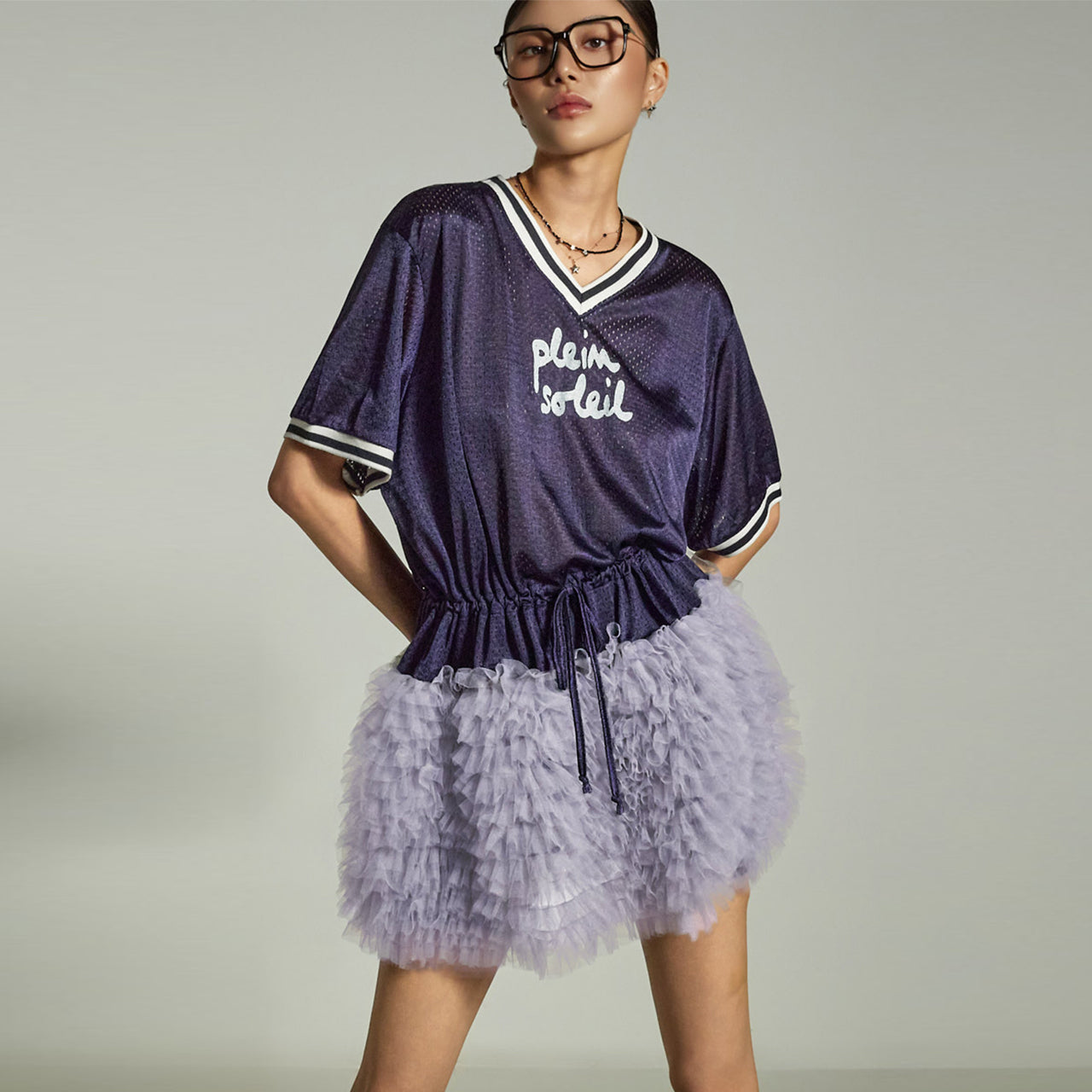 D5351 Mesh Layered Dress