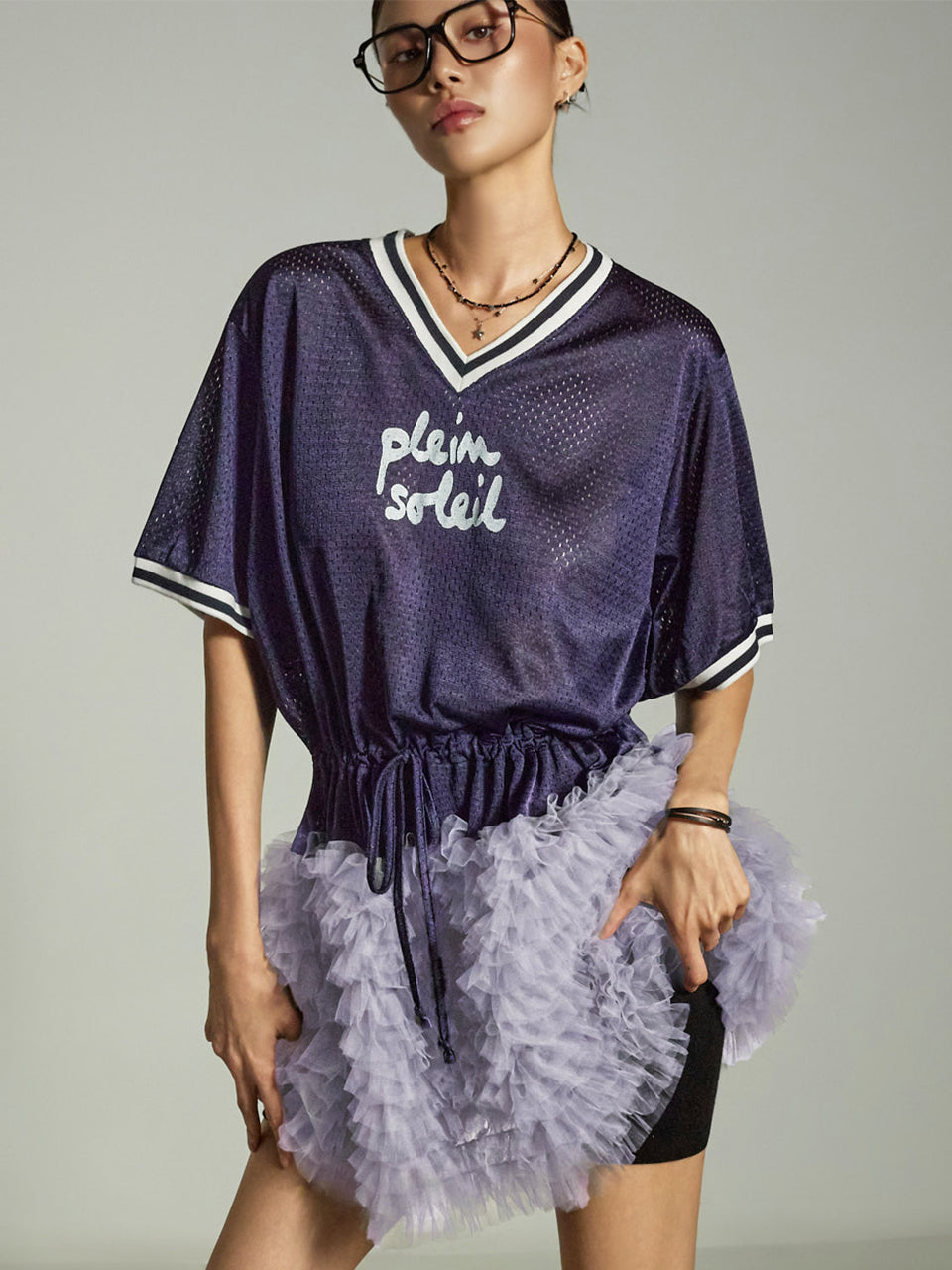 D5351 Mesh Layered Dress