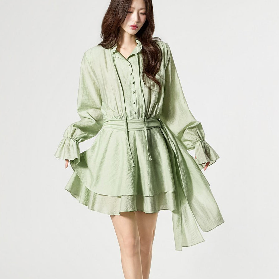 D5506 Frill Dress with Belt