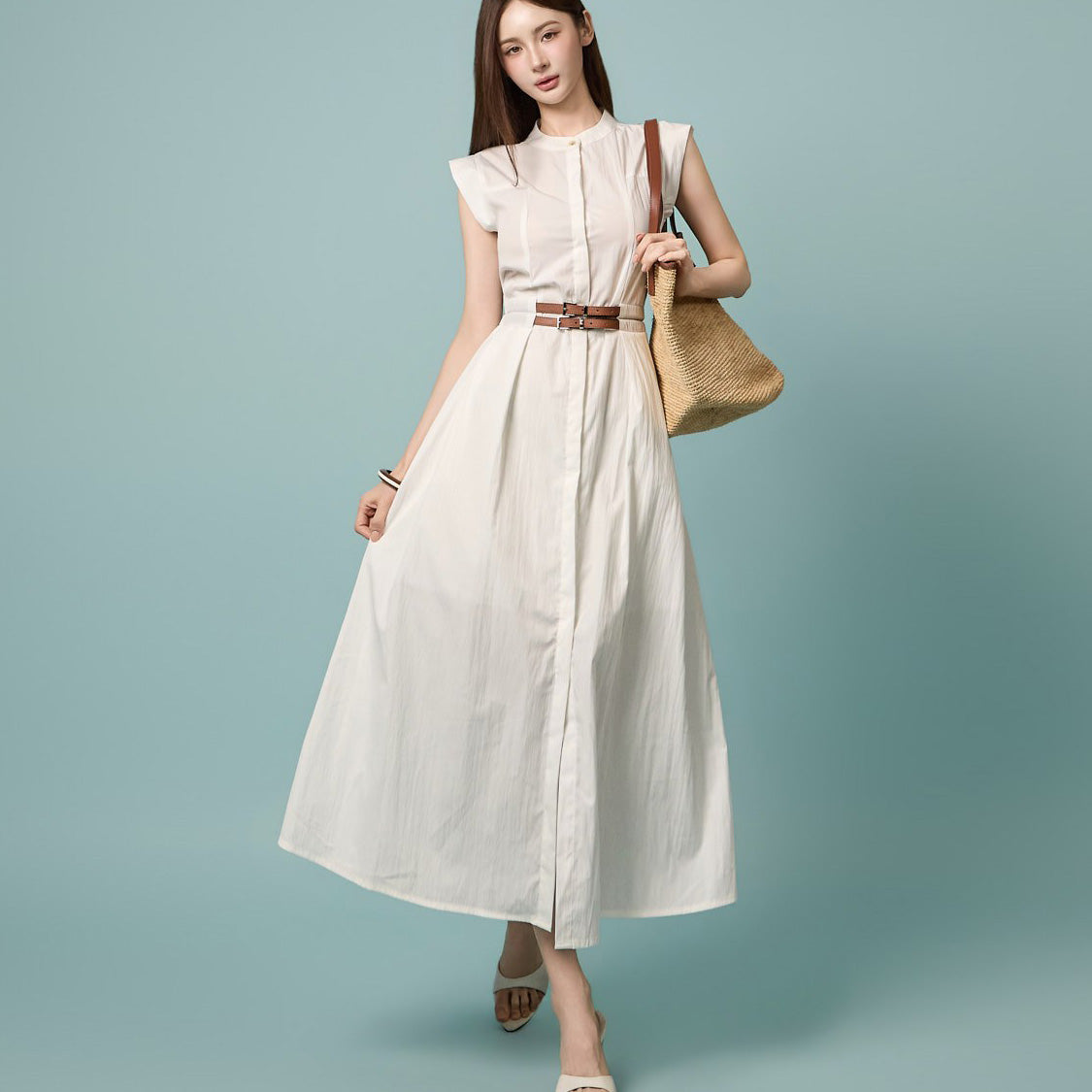 D5641 Belted Shirts Dress