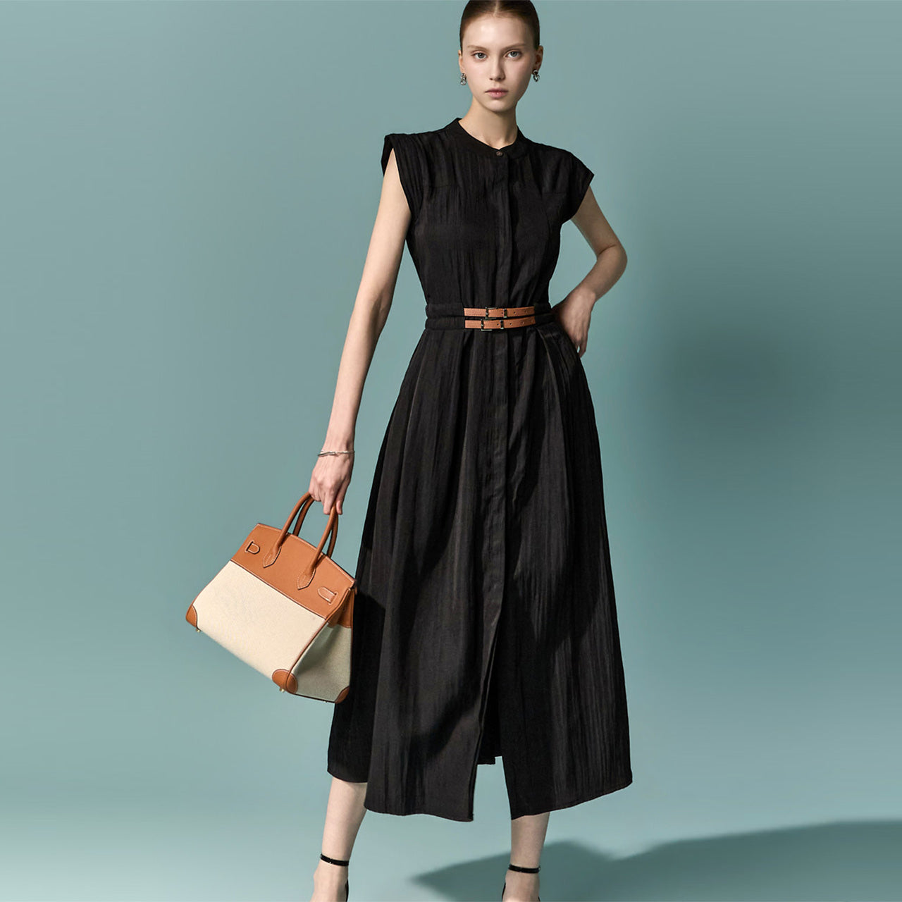D5641 Belted Shirts Dress