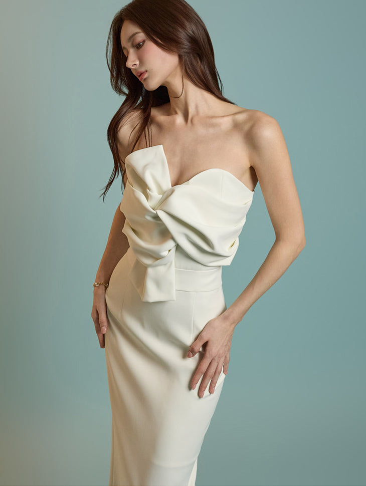 D9442 リボンツイストチューブトップドレス