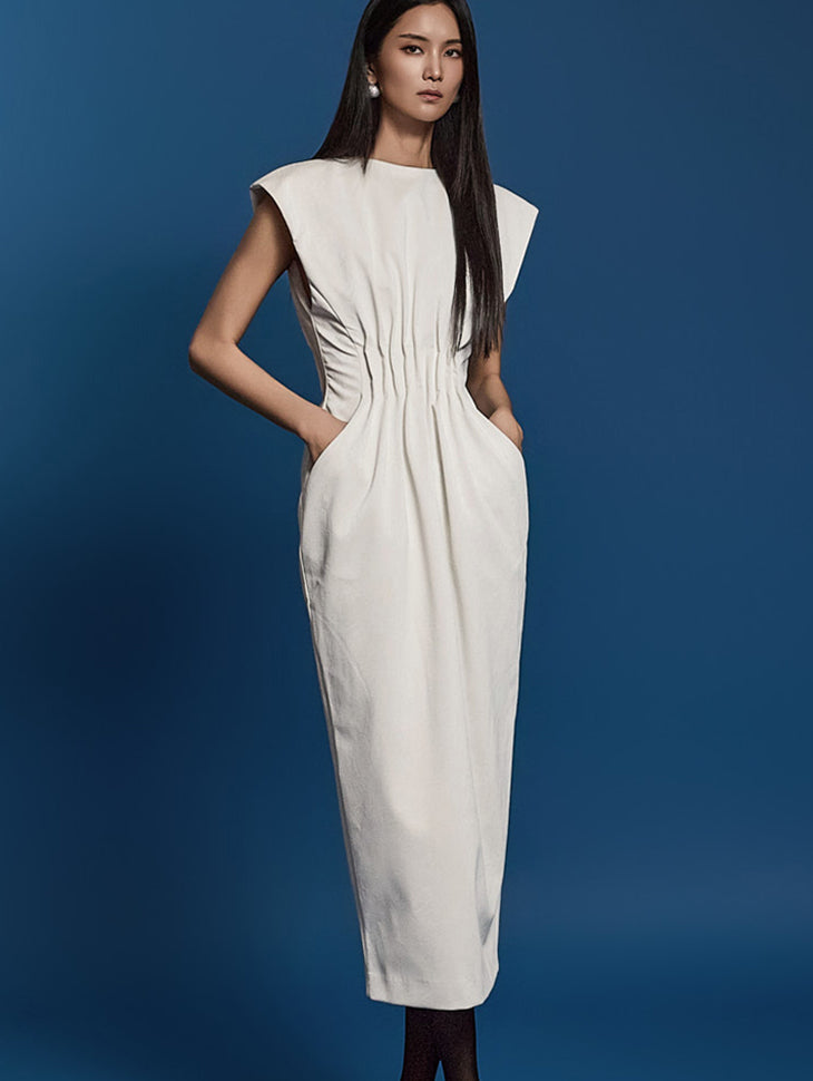 D9464 クラックルテクスチャレザードレス