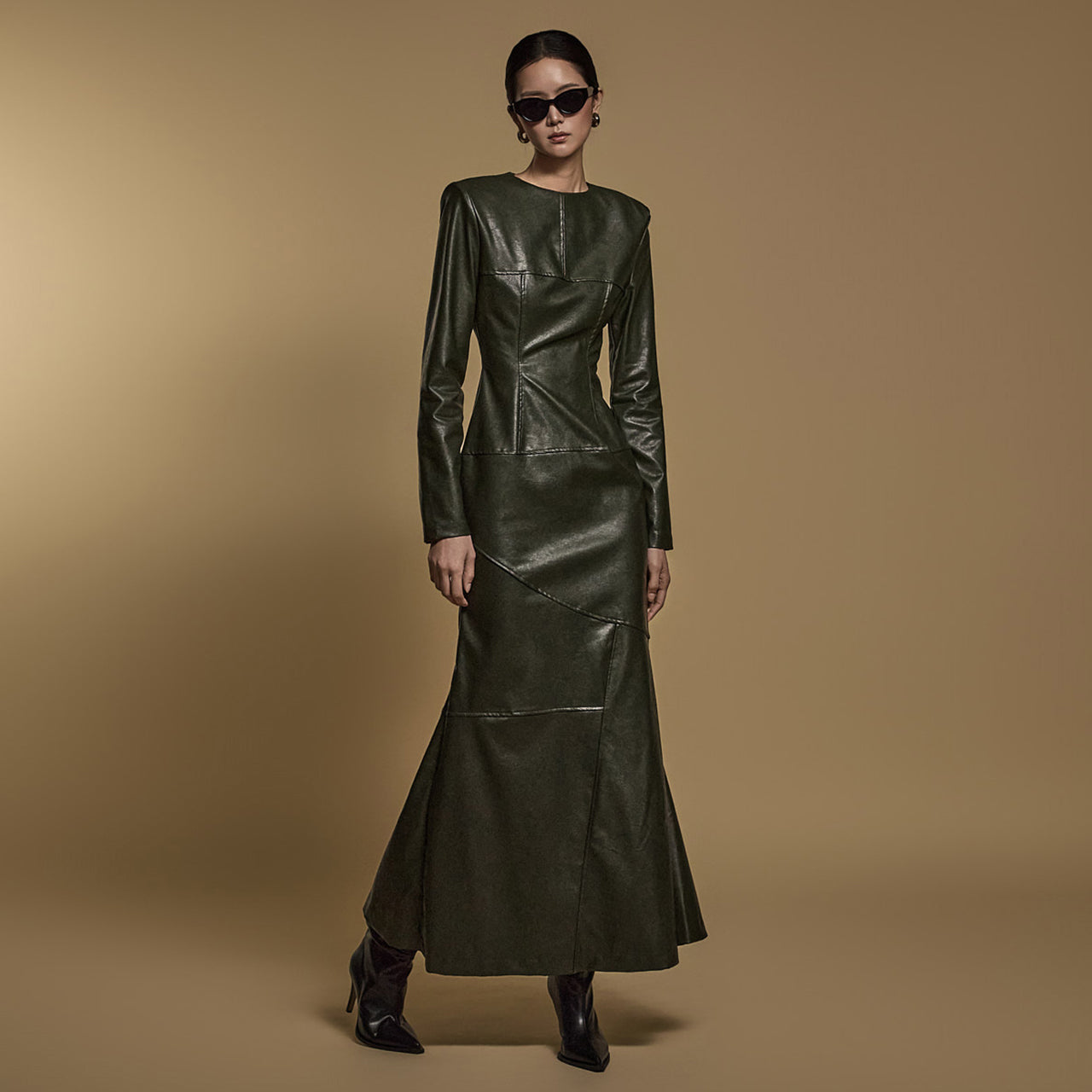 D9517 美人鱼皮革连衣裙