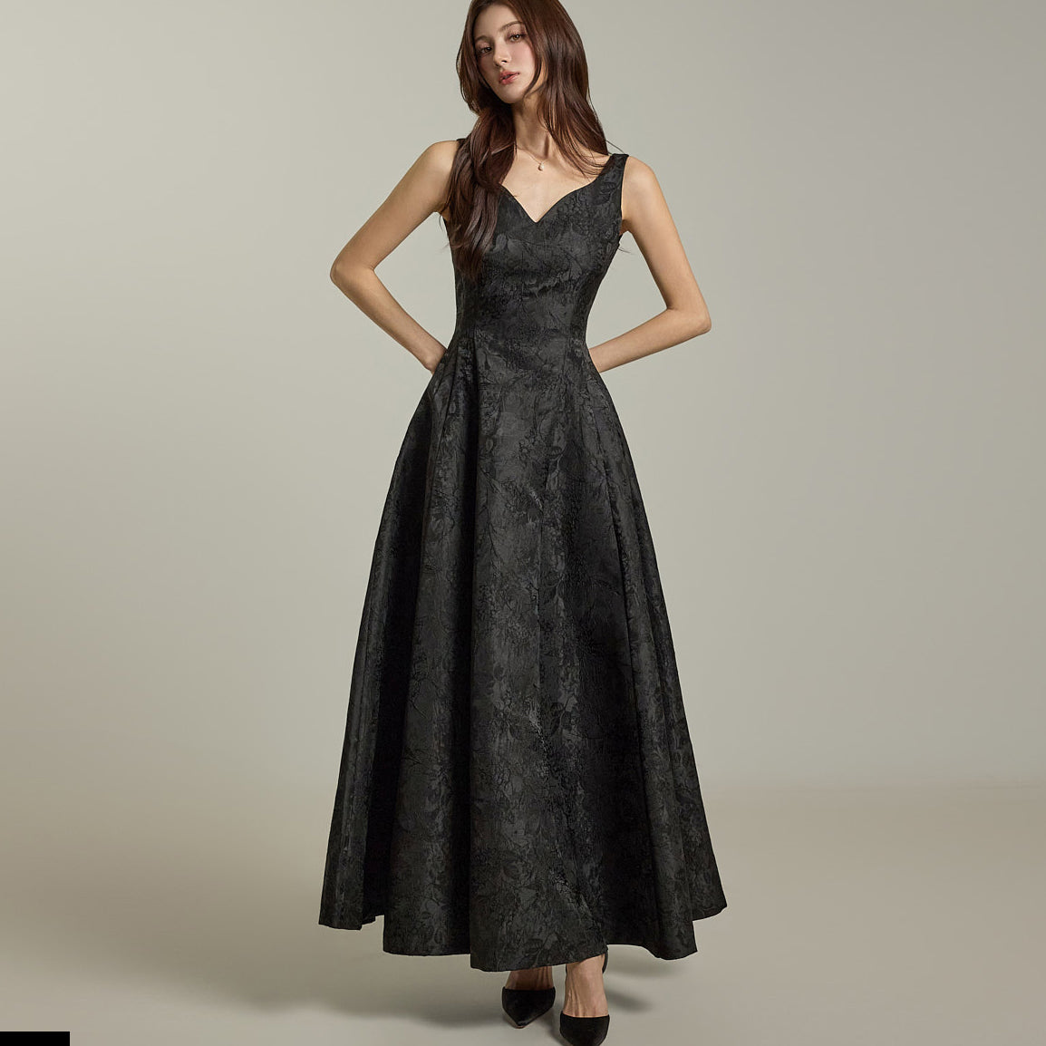 D9532 Flower Jacquard Dress