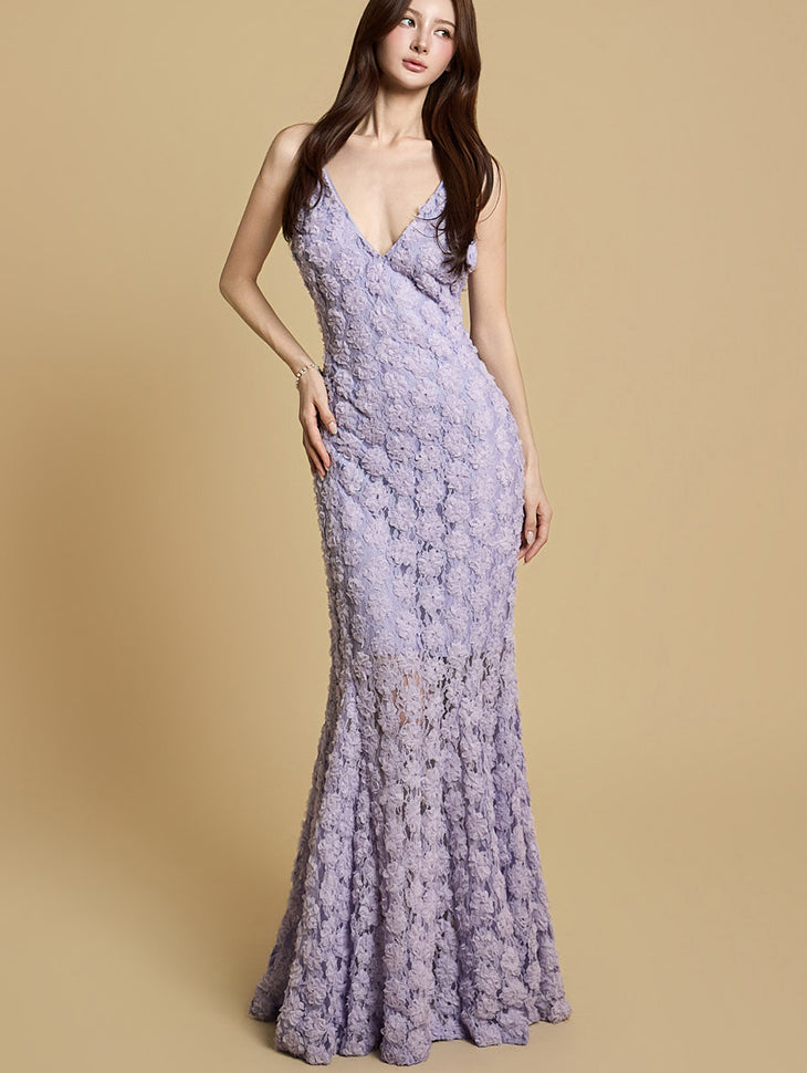 D9541 Floral Lace Dress