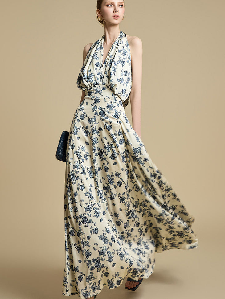 D9542 Halterneck Flower Dress