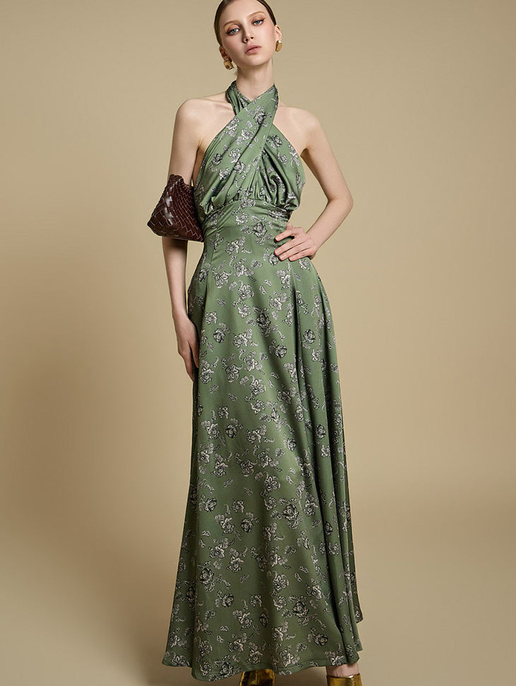 D9542 Halterneck Flower Dress